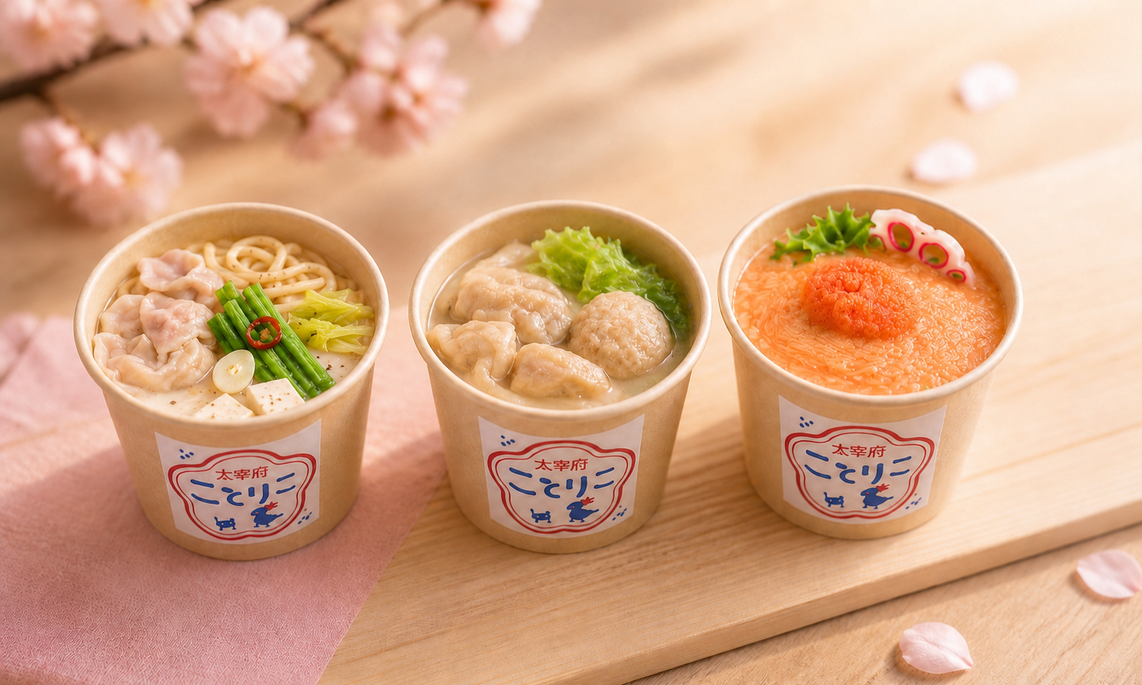福岡名物の小さなカップが並ぶ食べくらべセット